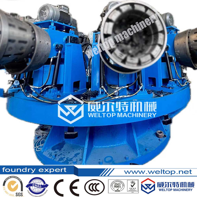 Eight station automotive bimetal composite brake drum centrifugal casting machine