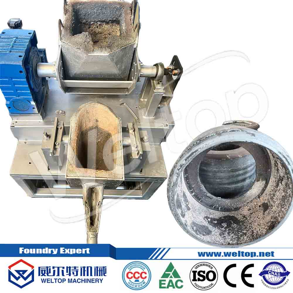 Eight station automotive bimetal composite brake drum centrifugal casting machine