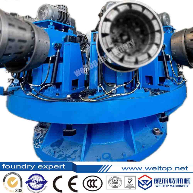 Eight station automotive bimetal composite brake drum centrifugal casting machine